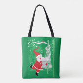 Kerstmis, zingende en dansende kerstman tote bag (Achterkant)