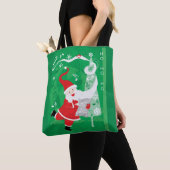 Kerstmis, zingende en dansende kerstman tote bag (Dichtbij)