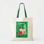 Kerstmis, zingende en dansende kerstman tote bag (Voorkant)