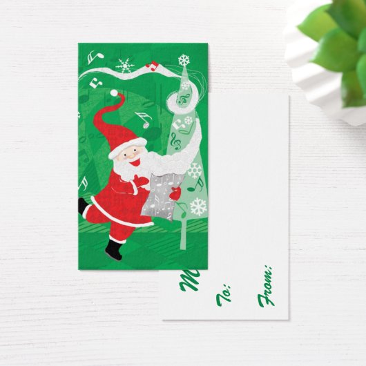 Kerstmis, zingende en dansende kerstman visitekaartjes (Bureau)
