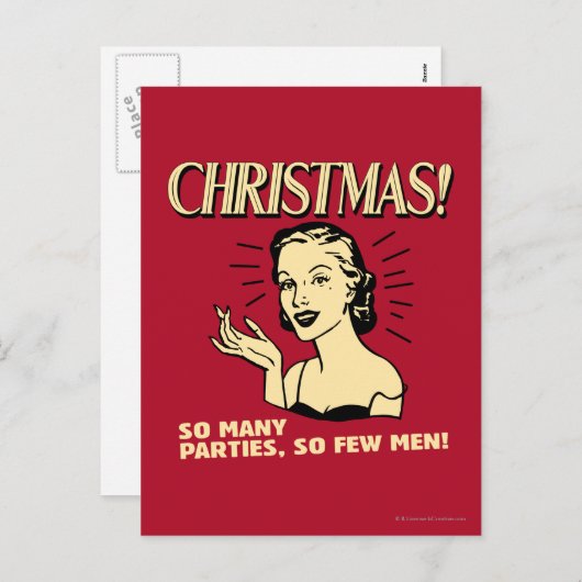Kerstmis: Zo Vele Partijen, zo Weinig Man Feestdagenkaart (Voorkant / Achterkant)