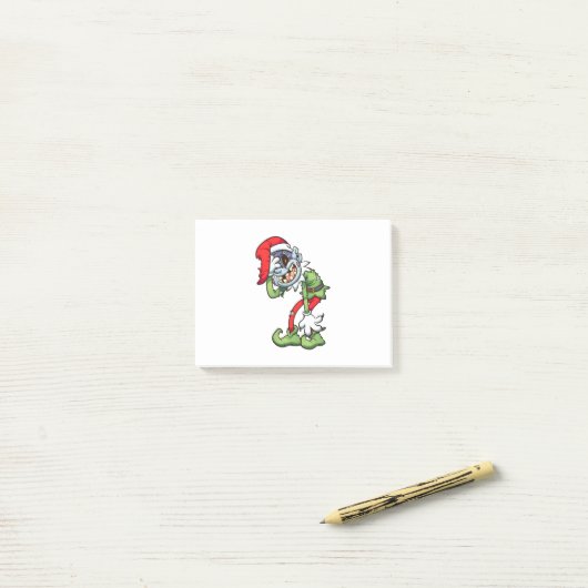 Kerstmis Zombie Elf Met Kwaad Glimlach Post-it® Notes (Op bureau)