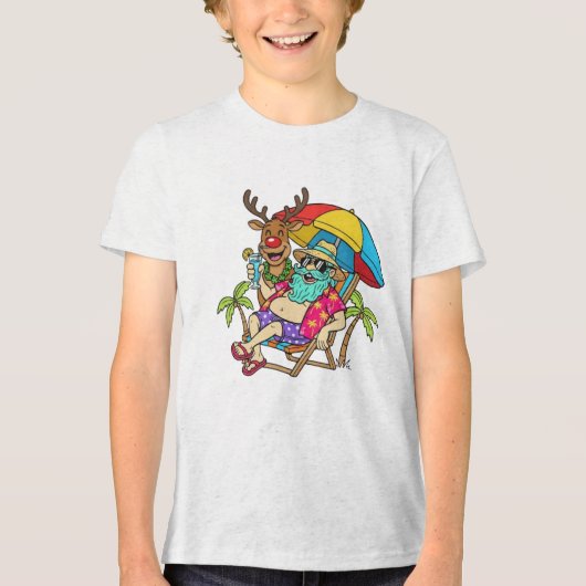 Kerstmis Zomer Tri-Blend Shirt (Voorkant)