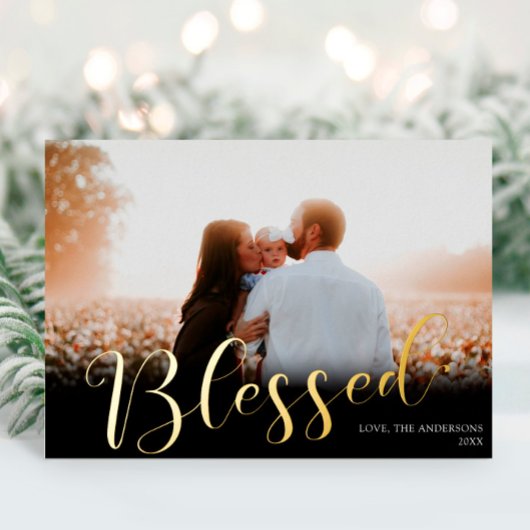 Kerstmis zonder blikken of blozen Elegant zwarte g Folie Feestdagenkaart