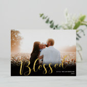 Kerstmis zonder blikken of blozen Elegant zwarte g Folie Feestdagenkaart (Staand Voorkant)