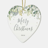 Kerstmis zonder foto aangepast Snowberry Snowberry Keramisch Ornament (Links)