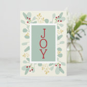 Kerstmis zonder foto van bladeren en bessen feestdagenkaart (Staand voorkant)