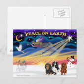 Kerstmis zonsopgang - Cavalier King Charles (drie) Briefkaart (Voorkant / Achterkant)