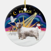 Kerstmis zonsopgang - Clumber Spaniel Keramisch Ornament (Achterkant)