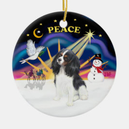 Kerstmis zonsopgang - Driekleurige Cavalier Keramisch Ornament