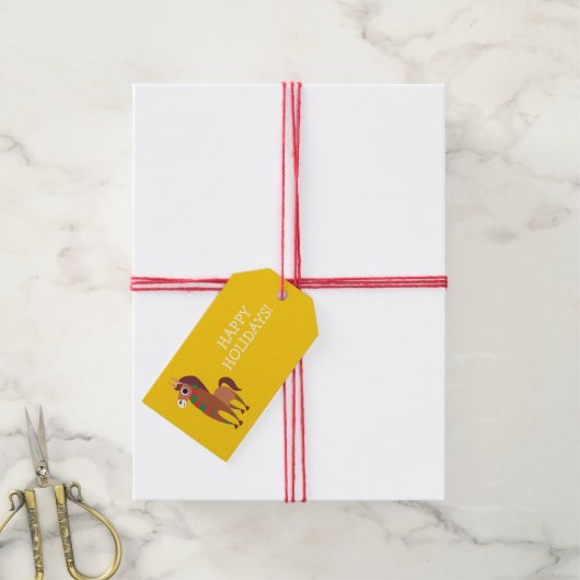 Kerstmis Zora het Paard Cadeaulabel (Met Touw)