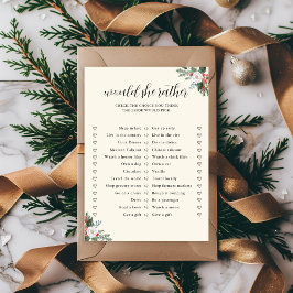 Kerstmis Zou Ze Liever Bruiloft Shower Game Feestdagenkaart
