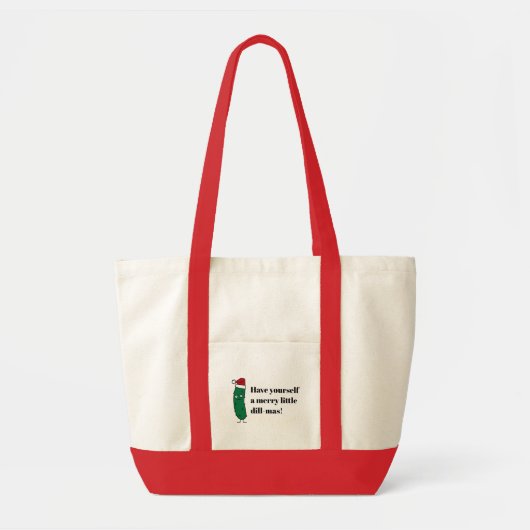 Kerstmis zure augurk met een kerstmuts tote bag (Voorkant)