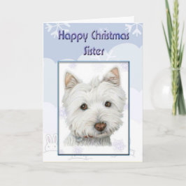Kerstmis, zuster-kaart met Cute Westie Dog Feestdagen Kaart