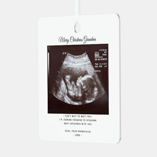 Kerstmis zwangerschap aankondiging oma vakantie metalen ornament (Voorkant links)