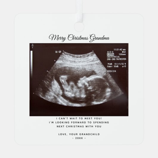 Kerstmis zwangerschap aankondiging oma vakantie metalen ornament (Achterkant)