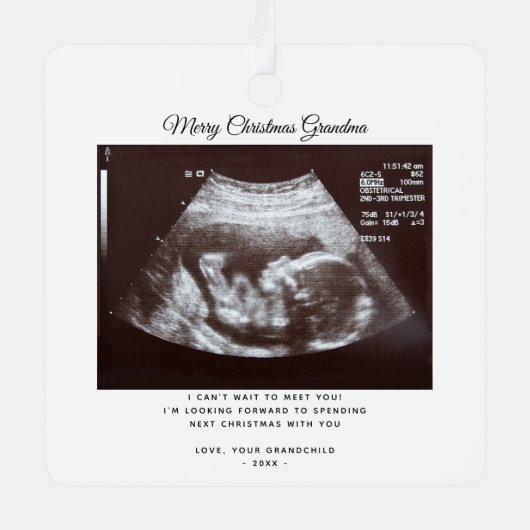 Kerstmis zwangerschap aankondiging oma vakantie metalen ornament (Voorkant)