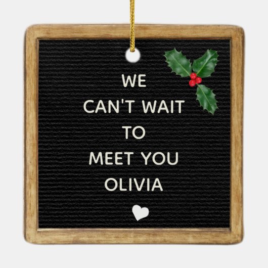 Kerstmis Zwangerschap Aankondiging Peg Letter Boar Keramisch Ornament (Achterkant)