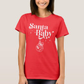 Kerstmis Zwangerschap Aankondiging Santa Baby T-shirt (Voorkant)