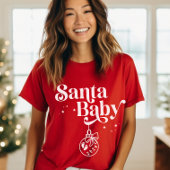 Kerstmis Zwangerschap Aankondiging Santa Baby T-shirt