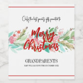 Kerstmis Zwangerschap Baby Aankondiging Grootouder Wijn Etiket (Enkel label)