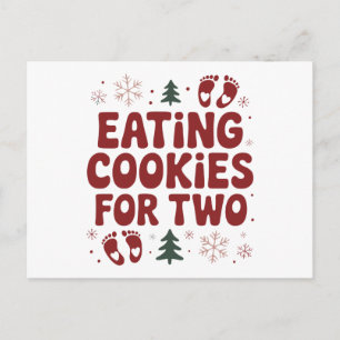Kerstmis Zwangerschaps Moeder Eet Koekjes Voor Twe Feestdagenkaart