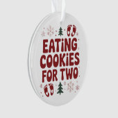 Kerstmis Zwangerschaps Moeder Eet Koekjes Voor Twe Ornament (voorkant)