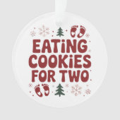 Kerstmis Zwangerschaps Moeder Eet Koekjes Voor Twe Ornament (voorkant)