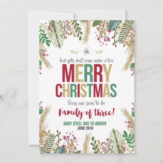 Kerstmis - Zwangerschapsuitkondiging kerstkaart (Voorkant)