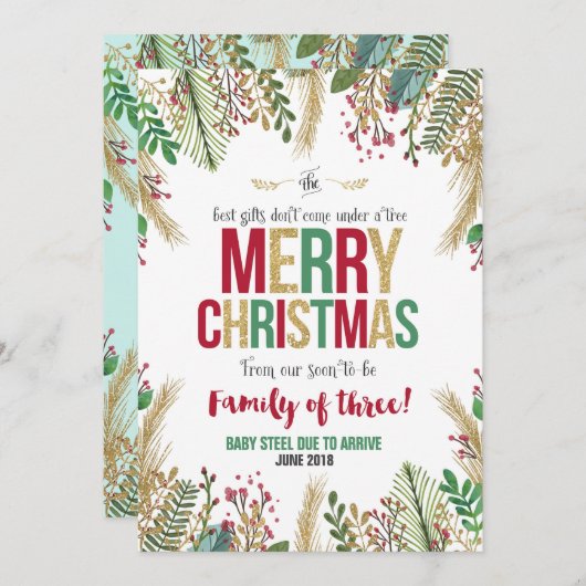 Kerstmis - Zwangerschapsuitkondiging kerstkaart (Voorkant / Achterkant)