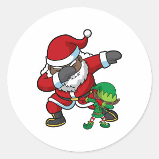 Kerstmis zwart afrikaans amerikaans dabbing santa  ronde sticker