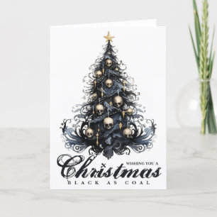 Kerstmis Zwart als Steenkool Schedel Goth Kerstboo Feestdagen Kaart