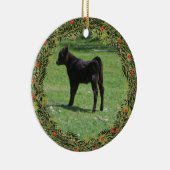 Kerstmis Zwart Angus Kalf Keramisch Ornament (Rechts)