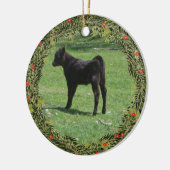 Kerstmis Zwart Angus Kalf Keramisch Ornament (Links)