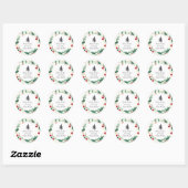 Kerstmis Zwart en bloem Ronde Sticker (Vel)