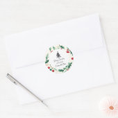 Kerstmis Zwart en bloem Ronde Sticker (Envelop)