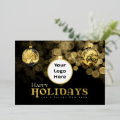 Kerstmis Zwart en Goud Bedrijfs Vrolijke Feestdage Folie Feestdagenkaart (Staand Voorkant)