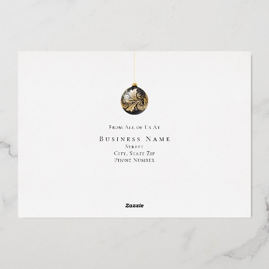 Kerstmis Zwart en Goud Bedrijfs Vrolijke Feestdage Folie Feestdagenkaart (Achterkant)