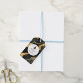 Kerstmis Zwart en Goud Cadeaulabel (Met Touw)
