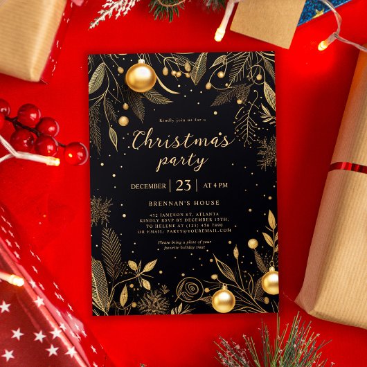 Kerstmis zwart en goud feestdag kaart