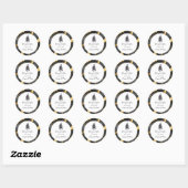 Kerstmis Zwart en Goud Ronde Sticker (Vel)