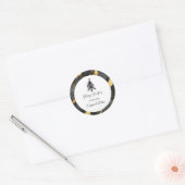Kerstmis Zwart en Goud Ronde Sticker (Envelop)