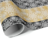 Kerstmis Zwart en Goud Sneeuwvlok Cadeaupapier (Rol Hoek)