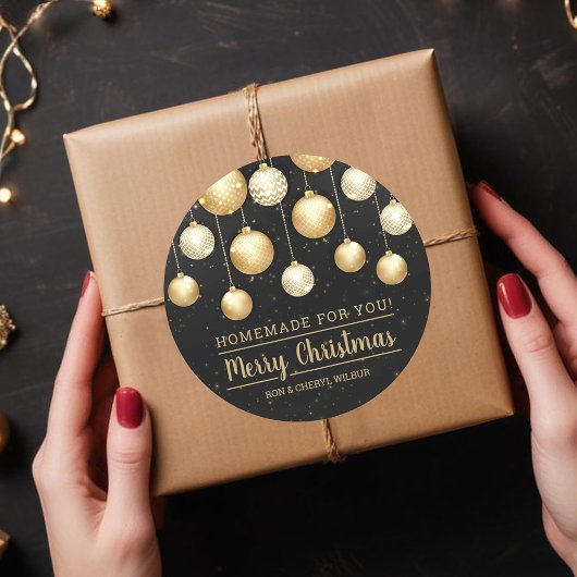 Kerstmis, zwart en gouden homemade voor u ronde sticker
