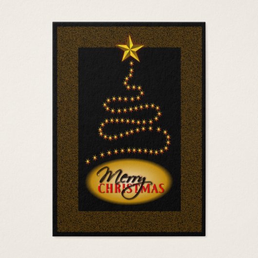 Kerstmis, zwart en gouden kerstbomen, cadeautjes v visitekaartje (Voorkant)