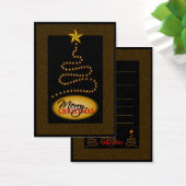 Kerstmis, zwart en gouden kerstbomen, cadeautjes v visitekaartje (Bureau)