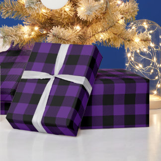 Kerstmis Zwart en Konings Paars Buffalo Rut Cadeaupapier