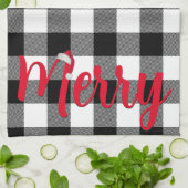 Kerstmis Zwart en Wit Buffalo Plaid Theedoek (Gevouwen)