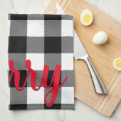 Kerstmis Zwart en Wit Buffalo Plaid Theedoek (Quarter Fold)