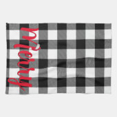 Kerstmis Zwart en Wit Buffalo Plaid Theedoek (Horizontaal)